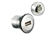 Conector USB de 22 mm Diámetro de Montaje Metal USB2.0 Hembra A a Hembra B con Superficie Plateada