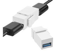 Conector USB Keystone Jack | 2 piezas USB 3.0 enchufe de panel de salida hembra a hembra adaptador - Conector de extensión de placa de pared USB para sala de estar, hotel, dormitorio, apartamento