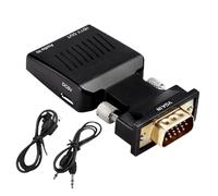Conector VGA a HD Adapter Monitor, VGA Source Display Converter, 1080P Plug-and-Play con cable de audio de 3,5 mm para Office Presentations Video Streaming Displays, Black