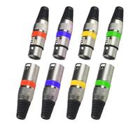 Conector XLR de 3 pines, conector XLR macho y hembra para cable de señal DMX o conector de micrófono mezclador de audio (carcasa metálica, 4 juegos de colores)