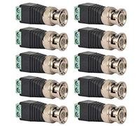 Conectores Balun BNC Macho para Video, Adaptador Balun con Conector BNC Macho, Terminales Coaxiales con Tornillo, 10 Unidades, Ideal para Cámaras Analógicas Sannce y Sistemas CCTV