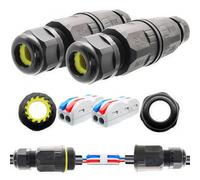 Conectores cable a prueba agua IP68, bloque terminales abrazadera cable rápido CTRICALVER (AWG20-12 L/N 2 entradas 2 salidas) Caja conexiones a prueba de agua2 Pcs apto para diámetro cable de Ø6-9mm