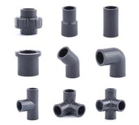 Conectores de accesorios de tubería de PVC gris oscuro, 1~5 uds., 16mm, junta de unión de codo en T directa for acuario, pecera, jardín, accesorio de tubería DIY(Direct,1Pc 16mm Dark Grey)