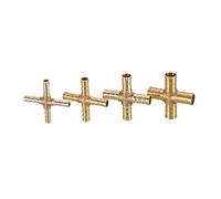 Conectores de acoplamiento, 4PCS Conexión tubería púas latón Codo recto Forma TYX Conector 2 3 4 vías Tubo agua cobre(8mm Barb)