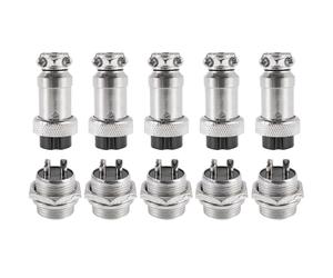 Conectores de aviación universales de 16 mm y 2 pines para montaje en panel (5 unidades)