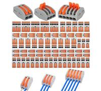 Conectores de Cable,100pcs Conectores Cable Compacto,Conectore Bloque Terminal Cables,Connection Terminals con Palanca de Accionamiento,Bloques Conexión Eléctrica