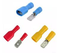 Conectores de cable hembra macho aislados con inserto de resorte, terminales de crimpado planos adecuados para cables AWG 22 16, construcción de cobre y PVC para un uso fiable