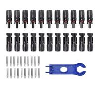 Conectores de cable solar, conectores MC4 para paneles solares, juego de 10 pares, kit de cableado impermeable, herramientas de crimpado de cables resistentes macho hembra para estación de
