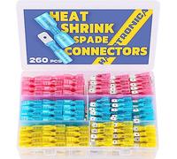 Conectores de horquilla termorretráctiles de 260 piezas de haisstronica, conectores de cables eléctricos, conectores de desconexión rápida, terminales de horquilla hembra y macho