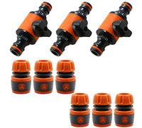 Conectores de Manguera de Jardín Conectores Doble Macho con válvula reguladora - Válvula de cierre de manguera jardín Conector de Manguera Rapido para manguera de 1/2 pulgada - 3 piezas