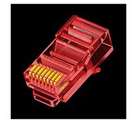 Conectores de Paso RJ45 Cat6, Colores Surtidos, Enchufe Modular EZ To Crimp Compatible con Cable de Red UTP de Tapa sólida o Trenzado (Size : 50pcs, Color : Rosso)