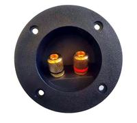Conectores de terminales de altavoces negros, caja redonda con 2 estéreos de subwoofer dorados banana con conexión de taza de resorte, caja profesional