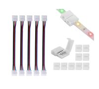 Conectores de tira de luz LED para luces de tira RGB,10-Pack 4pin 8mm conectores sin costura Gapless, tira de 5 paquetes para pelar conector de extensión de Jumper para tira de LED DIY