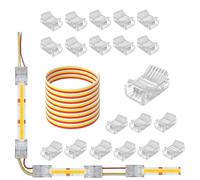 Conectores de tira LED CCT COB de 3 pines para tira a cable de 10 mm y extensión de 5 m 22 AWG, 3 cables para tiras de luces LED de 5 V, 12 V, 24 V