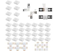 Conectores de tira LED de 48 piezas, Conector de esquina de extensión Conector rápido LED Conector de esquina LED de 4 pines y 10 mm Para proyectos de iluminación de bricolaje en el hogar