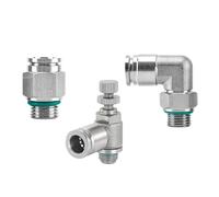 Conectores de tuberías de aire, Válvula Solenoide de cilindro de conector rápido neumático roscado de acero inoxidable 304 PC/PL/SL(8-01g,PC)