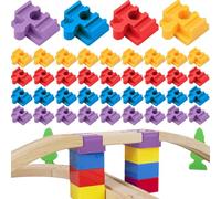 Conectores de vías de Tren de Madera, 40 Piezas, 4 Colores, Macho-Hembra, Piezas de vías de Tren de Madera, ABS, Aptos para Bricolaje, Accesorios de de de para Bloques de constru