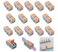 Conectores Eléctricos, CESFONJER 14 Piezas SPL-2M Conector Rapido, Conectores de cables compactos, Bornes de Conexion Electrica, Combinación de libertad (Mini estilo)