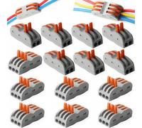 Conectores Electricos, CESFONJER Bloque Terminales, Palanca Tuerca Cable Conector, Bilateral Compacto Conductor Conector (7 pcs * SPL-2 + 7 pcs * SPL-3)