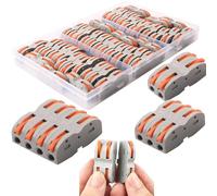 Conectores Electricos, CESFONJER SPL-1 Bornes de Conexion Electrica,Conector Rapido, Palanca Tuerca Cable Conector, se Puede Combinar Libremente (42 Pcs)