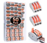 Conectores Eléctricos Rapidos 50 Piezas Set de Terminales Eléctricos con Palanca, Empalmes Cables Electricos para Cables Fijos, Retardantes de Llama PA/PC, Facilidad para Combinar y Probar