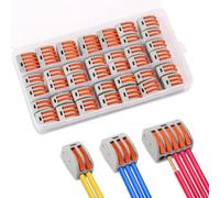 Conectores Eléctricos Rapidos, KEEHOM Set 37 Terminales Eléctricos de Cables Compactos con Palanca de Presión, Bornes de Conexión Eléctrica Bloque Conectores para Cables Flexibles Fijos (2/3/5 Vías)