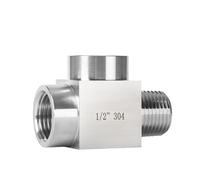 Conectores macho en T de acero inoxidable 304 y 316 for tuberías, conector de 3 vías, rosca BSPT de 1/8" y 1/4" y 3/8" y 1/2", alta presión de 6000 psi.(316,1/8")