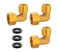 Conectores multiusos de latón de 90 grados de 1/2 pulgada, accesorio de rosca macho y hembra para sistemas de fontanería, paquete de 3 conectores de manguera de jardín