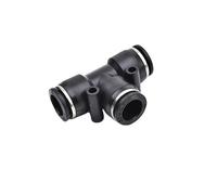 Conectores neumáticos en T de 3 vías, color negro, de PE, de 4 mm a 16 mm de diámetro exterior, for manguera, conexión rápida de aire y gas.(16mm-16mm-16mm)