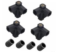 Conectores para patas de mesa de camping, protectores de patas de rosca de 1/4 pulgadas para postes tubulares redondos de 12 mm, color negro, paquete de 4