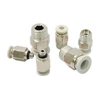 Conectores rápidos neumáticos de PC blancos, BSPT 1/8, 1/4, 3/8 y 1/2, rosca macho, for tubería de aire, diámetro exterior de 4/6/8/10/12 mm, 100 unidades(PC10-01)