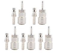 Conectores rápidos neumáticos SH20 + PH20 5 - Pack | Auto -bloqueo de accesorios neumáticos para tubos de 8 mm - 9 mm | Presión de trabajo de 20 kg, cromo chapado | Oxígeno /