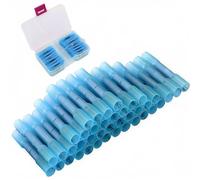 Conectores termorretráctiles, kit terminales empalme a tope crimpado CESFONJER terminales termorretráctiles, conectores cables prueba agua, terminal sin soldadura 40 piezas para cable AWG 16-14(azul)