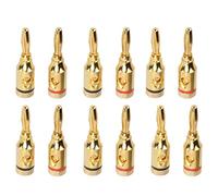 Conectores tipo banana para altavoz chapados en oro, conector universal tipo tornillo abierto de aleación de aluminio para sistemas de audio para automóvil, 12 piezas, negro y rojo