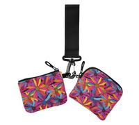 Coneflower Genesis - Portatarjetas coloridas para mujer, tamaño compacto, monedero con llavero, 2 paquetes