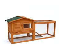 Conejera al Aire Libre con corralito | Jaula para cobayas de Techo de ápice y Combo de Corral | Configuración Completa de Animales pequeños | 155 x 53 x 70 cm