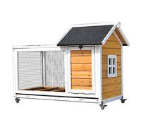 Conejera con corral, caja de anidación de pollos de madera, jaula de conejo, casa de mascotas para interiores y exteriores, para patio trasero y jardín