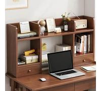 Conejera de almacenamiento de madera para escritorio de computadora, estantería de escritorio con 5 estantes y 2 cajones, organizador multiusos para dormitorio, oficina y hogar