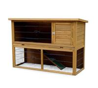 Conejera de Exterior | Jaula de cobayas con Techo de 2 Niveles | Hogar de Madera para Animales pequeños | Grande - 136 x 50 x 92 cm