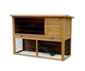 Conejera de Exterior | Jaula de cobayas con Techo de 2 Niveles | Hogar de Madera para Animales pequeños | Grande - 136 x 50 x 92 cm