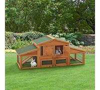 Conejera de Exterior Jaula para Mascotas con Bandeja Extraíble Techo Asfáltica Abeto Betún Metal 72 x 180 x 62 cm Natural