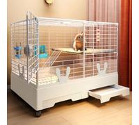 Conejera de interior con ruedas, jaula alta para animales pequeños, corral con techo y bandeja para cobayas, gatitos, chinchillas