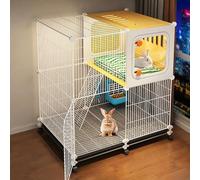 Conejera de Interior, Jaula para Conejos, Casa para Conejos, con Zona de Nido para Conejos, Deflector de Ventilación, Red de Hierro Encriptada(70x45x80cm)