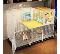 Conejera de interior - Jaula para conejos con zona de nido y deflector de ventilación, red de hierro cifrado, sin pies atascados - Casa de conejo perfecta para conejos de mascotas