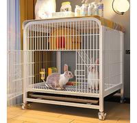 Conejera de interior para 2 conejos, con techo, corral de animales pequeños para interiores, para hurón/chinchilla/gatito, bandeja extraíble