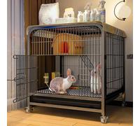 Conejera de interior para 2 conejos, con techo, corral de juego para animales pequeños en interiores, para hurón/chinchilla/gatito (color: negro)
