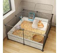 Conejera de interior para 2 conejos, jaula de alambre de metal para animales pequeños, caja grande de ejercicio para 1-2 gatos y mascotas pequeñas (blanco, tamaño 6a)