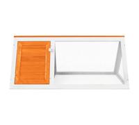 Conejera de madera 98 x 50 x 41 cm para conejos de jardín | Madera tratada pintada, rejilla de hierro, puerta de fácil apertura, montaje sencillo