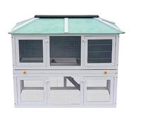 Conejera de madera de 2 niveles - jaula espaciosa para mascotas pequeñas, duradera y ecológica hábitat para conejos, cerdos Guinea - Ideal para uso en interiores y exteriores