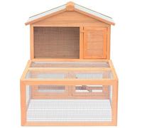 Conejera de madera - Gran jaula para animales pequeños para interior y exterior - resistente y natural con caño - perfecto para conejos, cobayas y animales pequeños